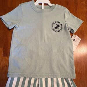 Okie Dokie Shorts Set 24M Boys Green Short Sleeve T-shirt Shorts 2 Piece NEW